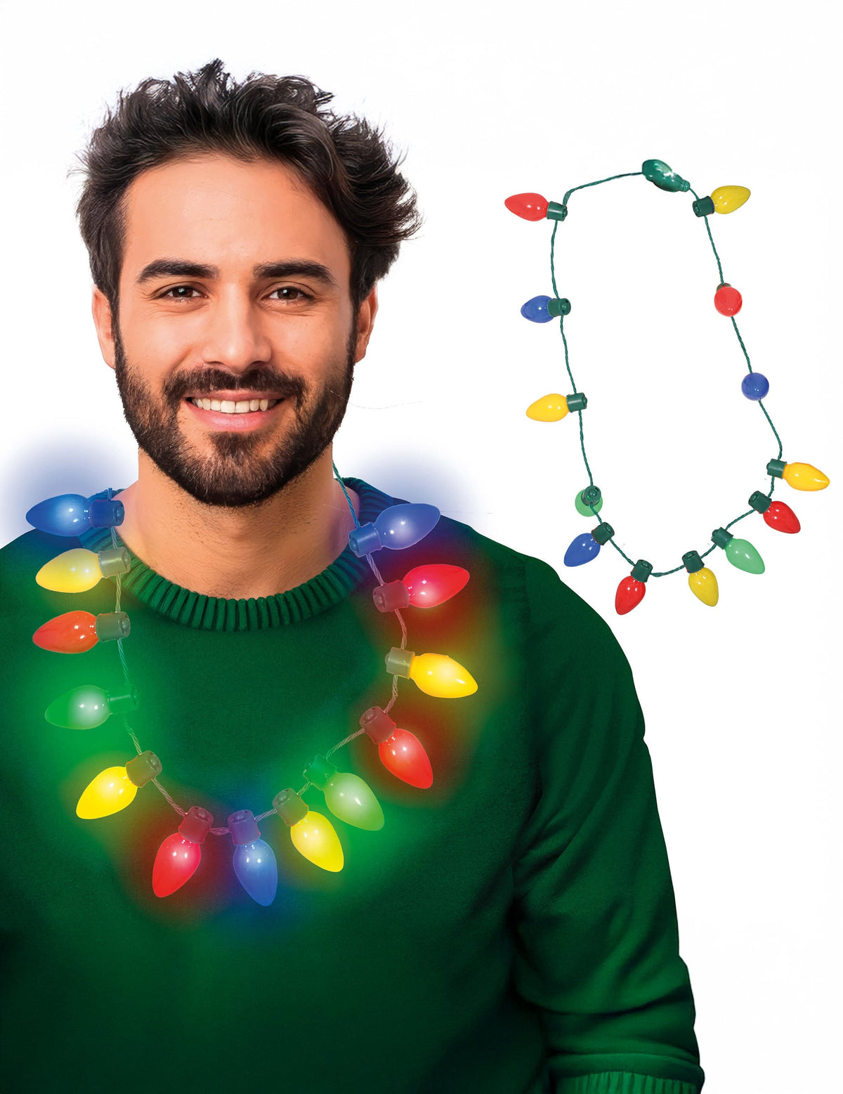 Collier guirlande de Noël lumineuse pour adulte multicolore