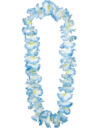 Collier Hawaï pour adulte bleu clair et blanc