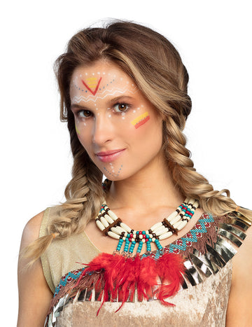 Indický náhrdelník s červenou ženskou pernatou