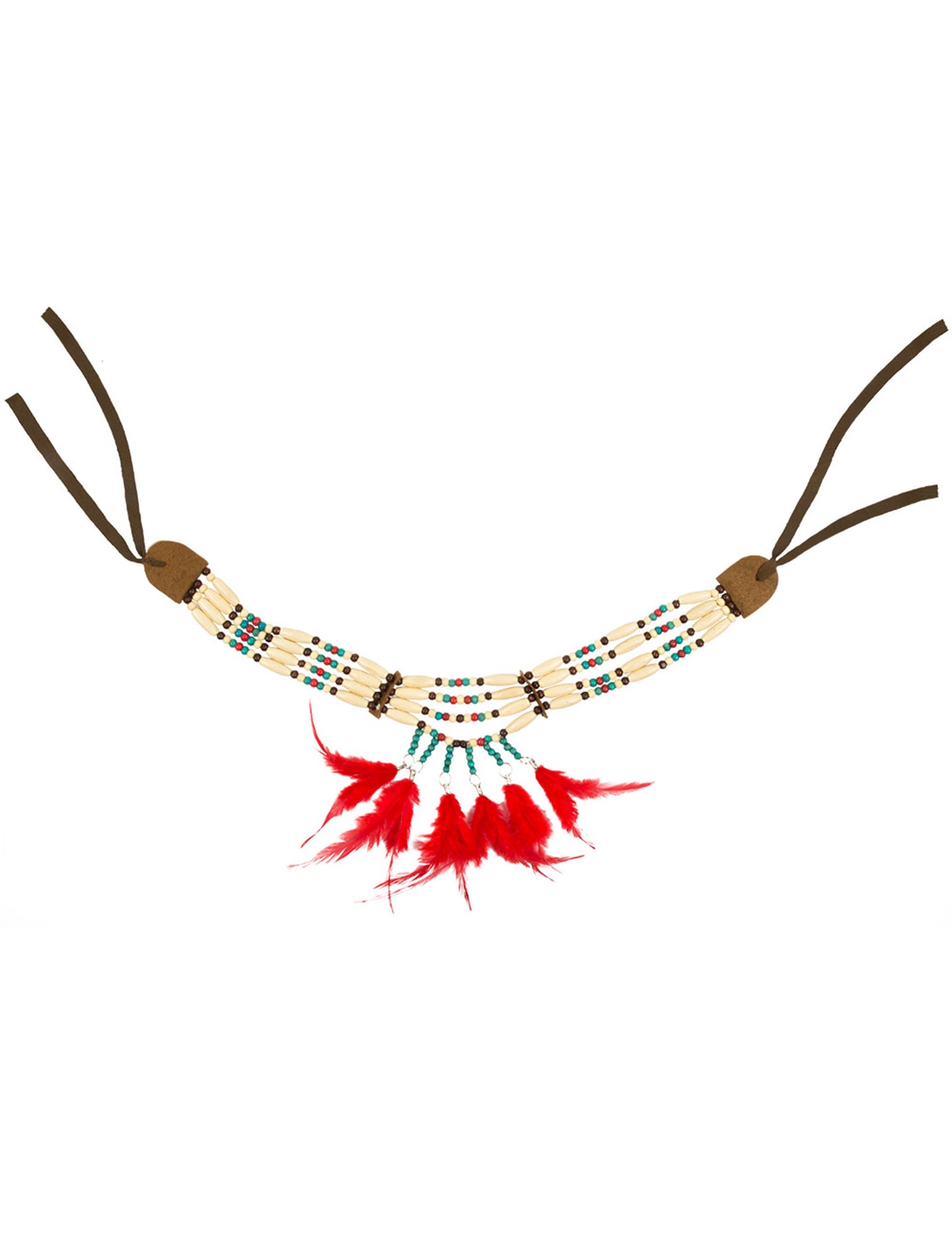 Indický náhrdelník s červenou ženskou pernatou
