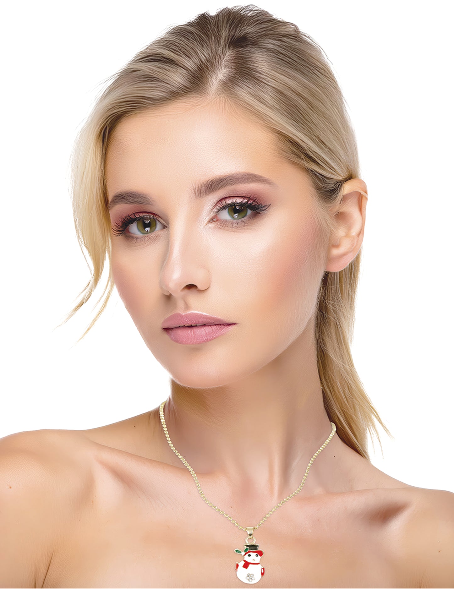 Kovový vianočný náhrdelník so snehuliakom