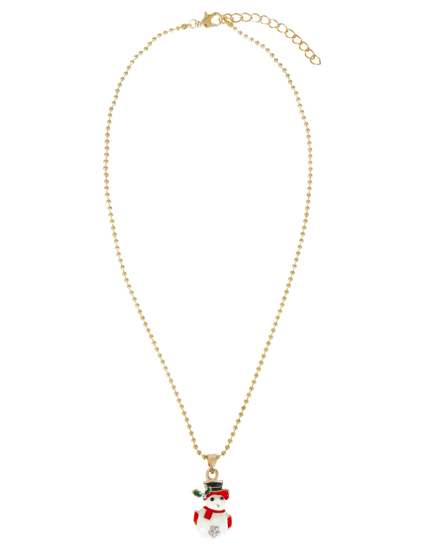 Kovový vianočný náhrdelník so snehuliakom