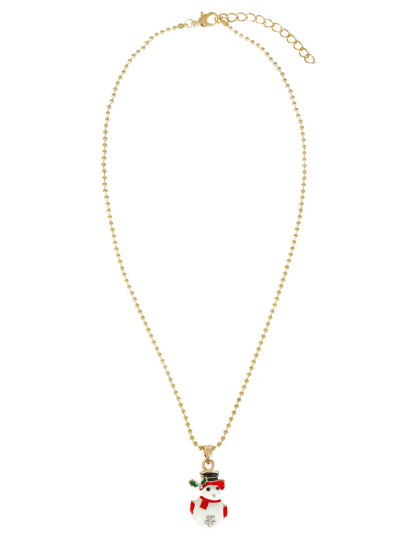 Kovový vianočný náhrdelník so snehuliakom
