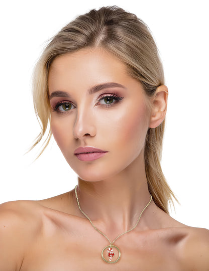 Vianočný kovový náhrdelník s cukrovou trstinou