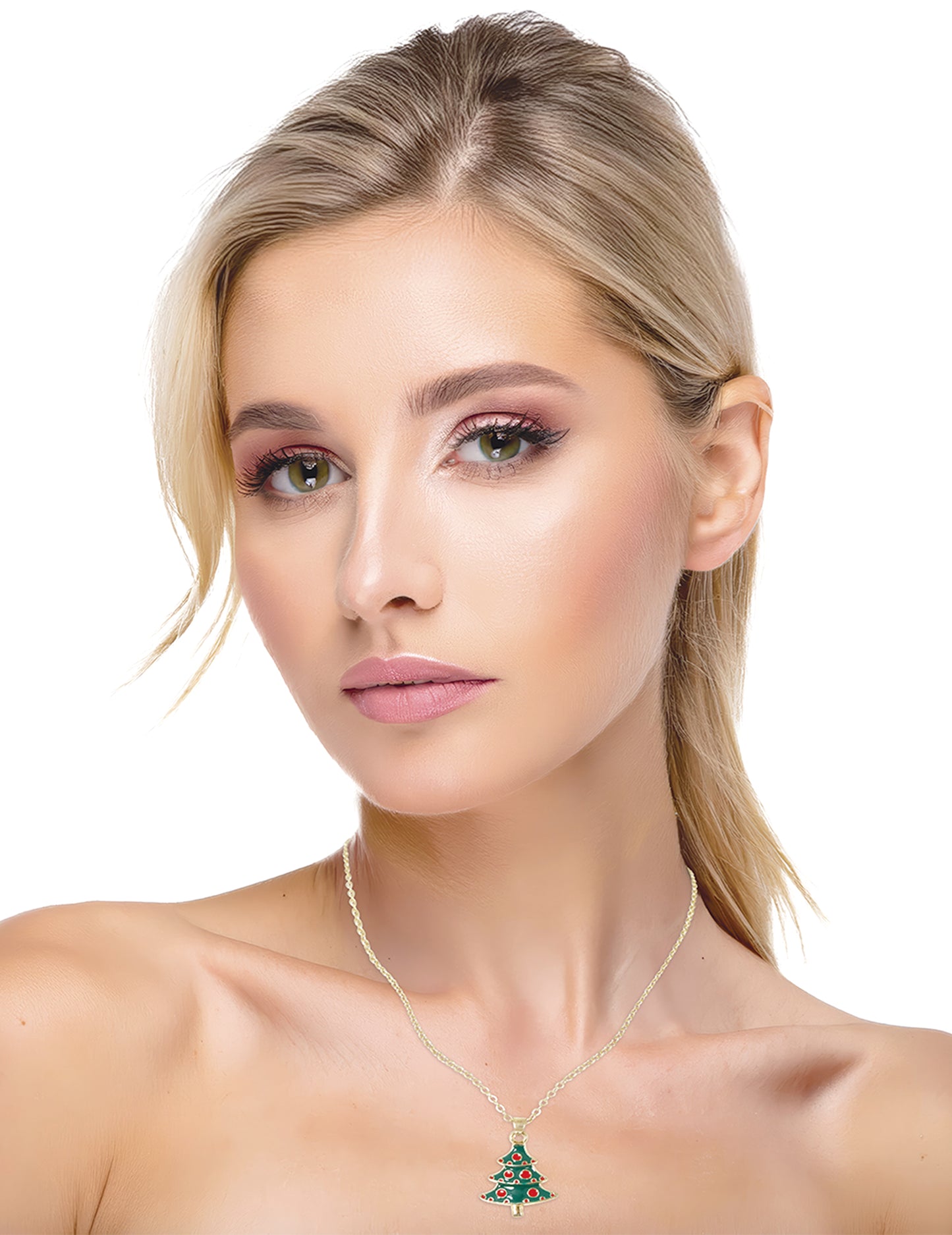 Kovový náhrdelník s vianočným stromčekom