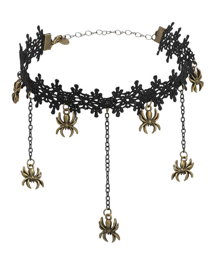 Collier ras de cou avec araignées adulte
