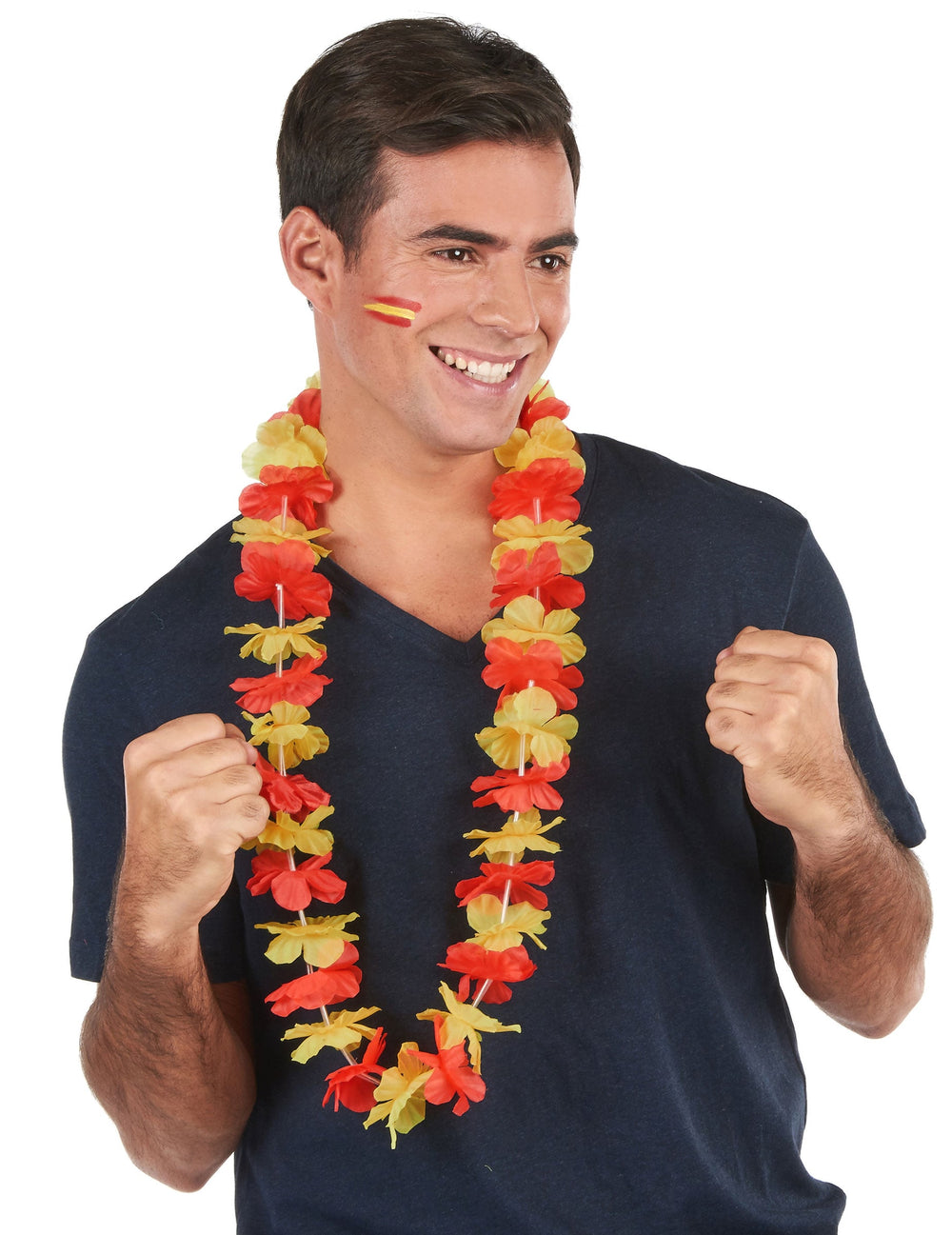 Vue de face du collier supporter Espagne pour adulte