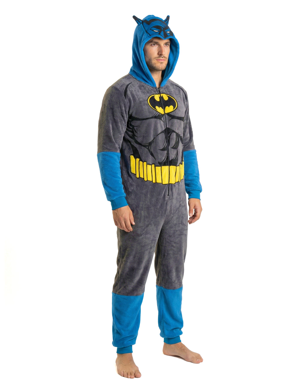Vue de profil de la combinaison Batman classique pour adulte