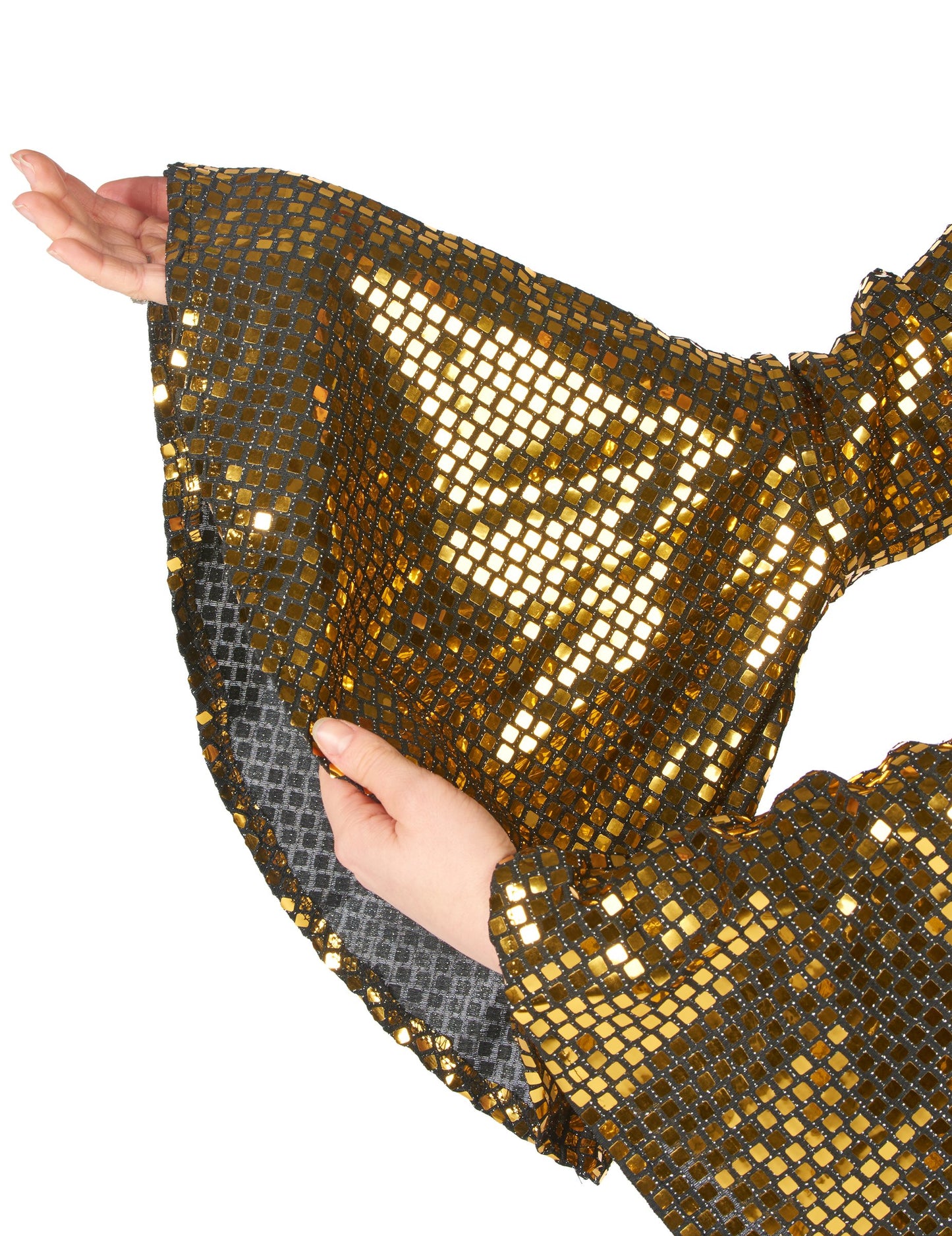 Dámska disco zlatá kombinéza s prémiovým opaskom 