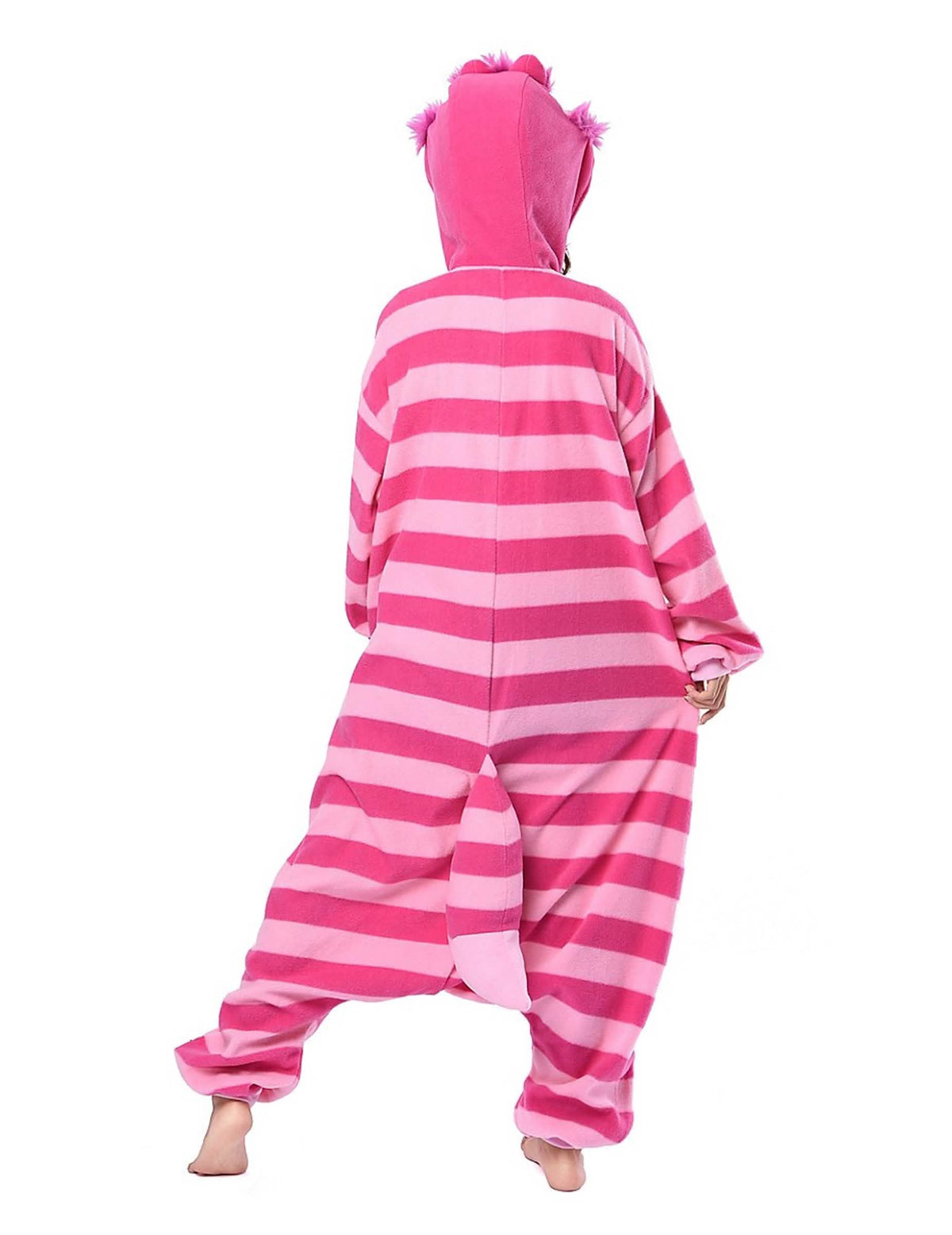 Pohľad zozadu na kombinézu kigurumi mačky z Cheshire Alice v národné tímy zázrakov