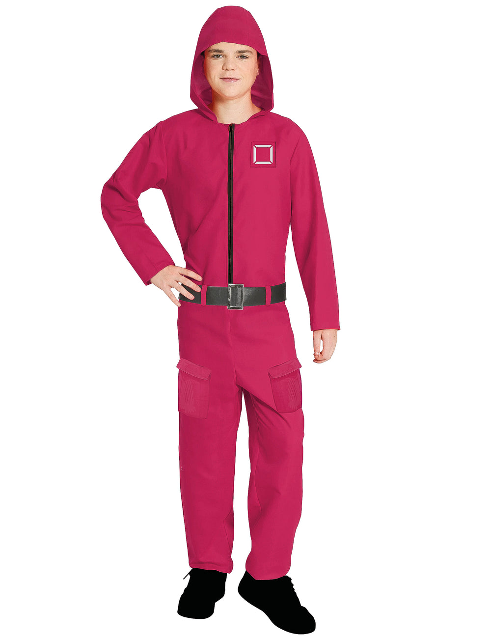 Combinaison de gardien de jeu pour adolescent rose avec capuche et ceinture noire
