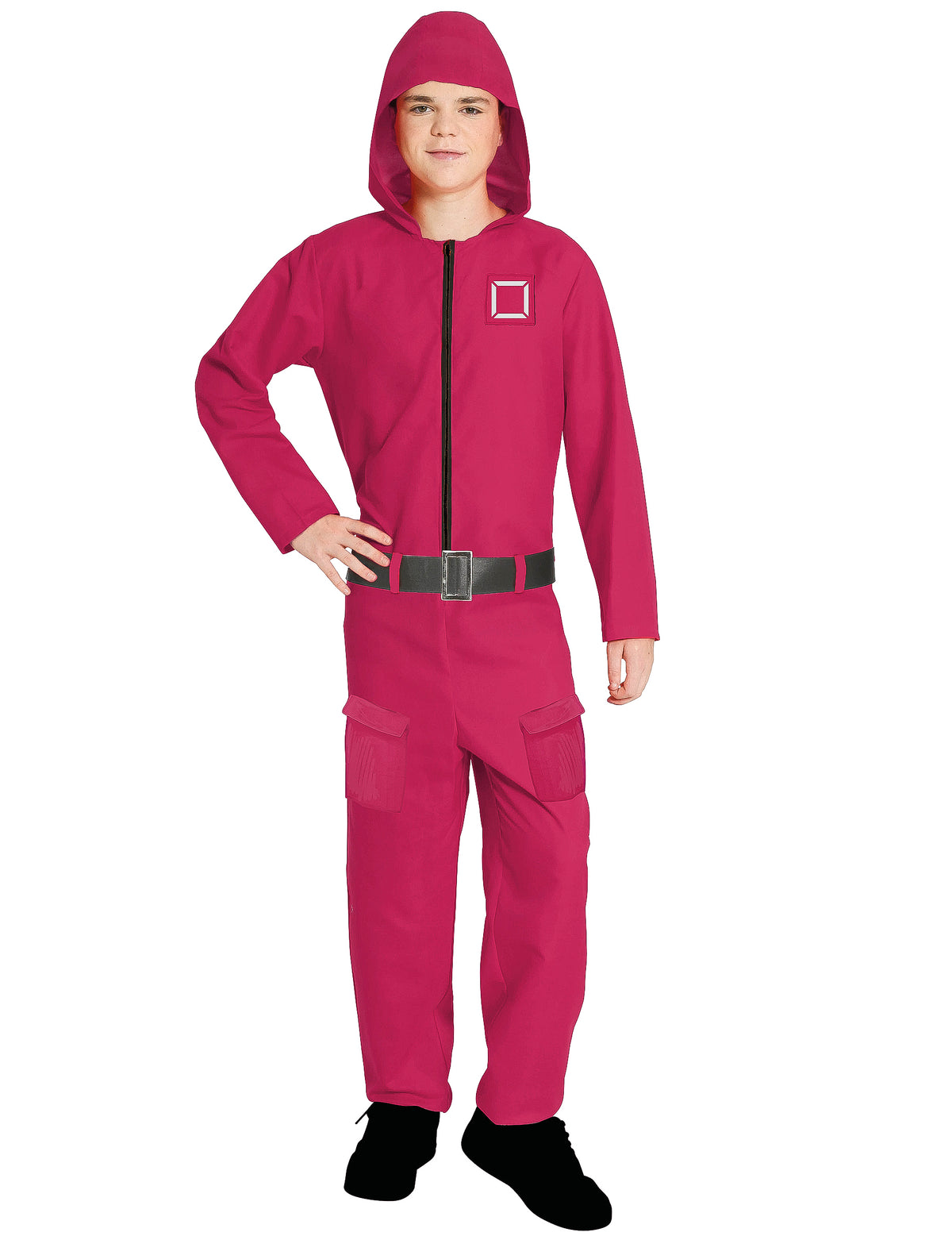 Combinaison de gardien de jeu pour adolescent rose avec capuche et ceinture noire