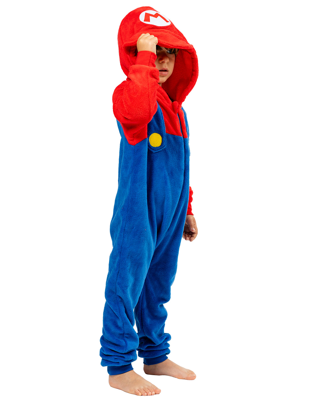 Vue de profil de la combinaison Super Mario pour enfant