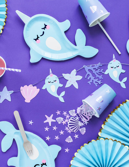 Dúhové stolové konfety s mušľami a hviezdicami 23g