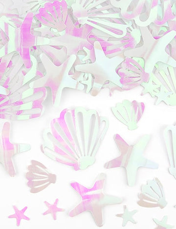 Dúhové stolové konfety s mušľami a hviezdicami 23g