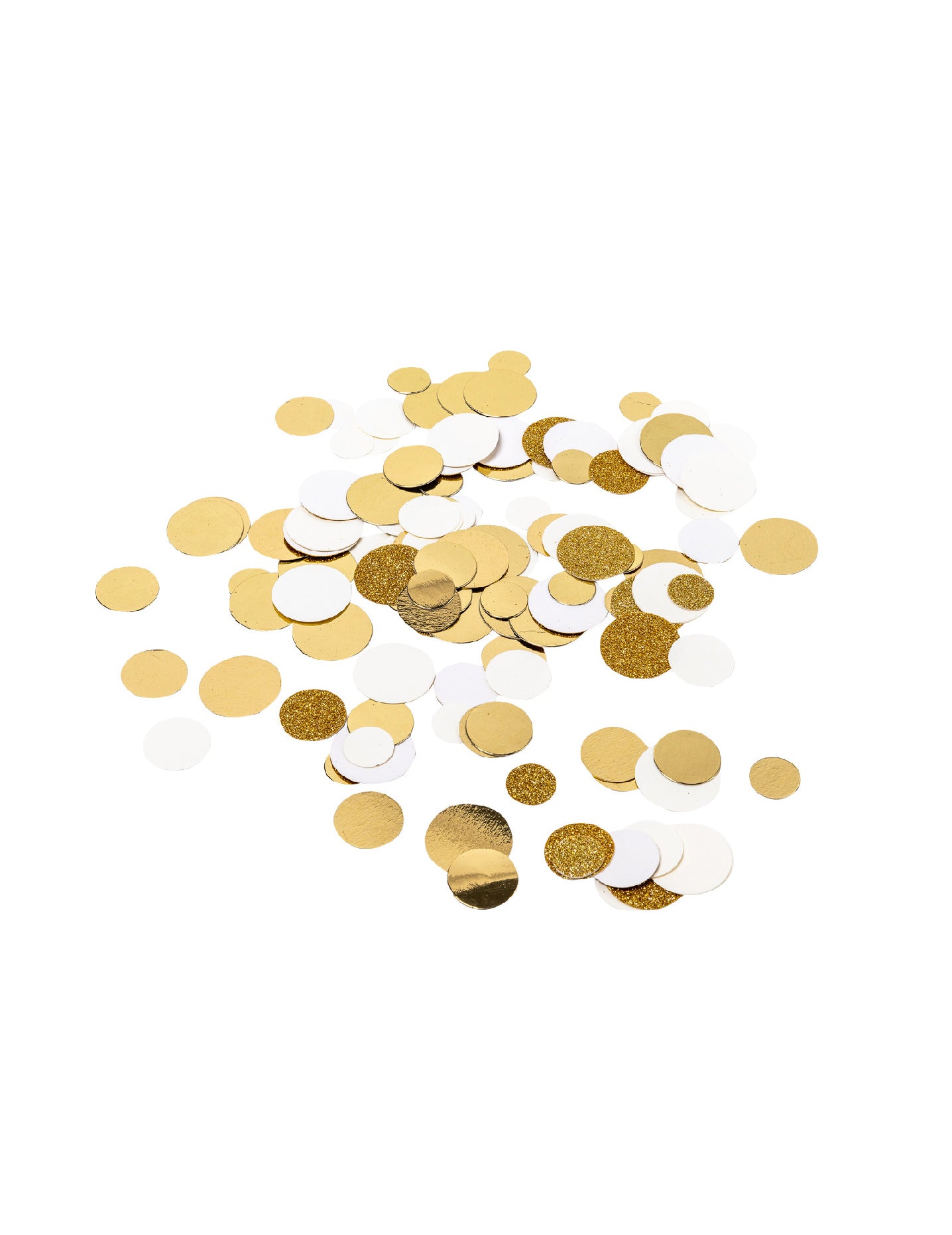 Slonovinové konfety na stôl a zlaté trblietky pre elegantnú dekoráciu