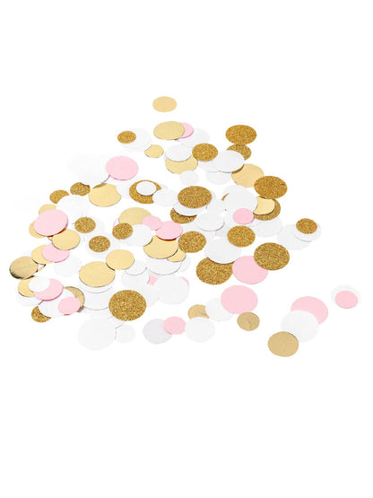 Ružové, biele a metalické zlaté trblietavé stolové konfety, 14 g, na párty