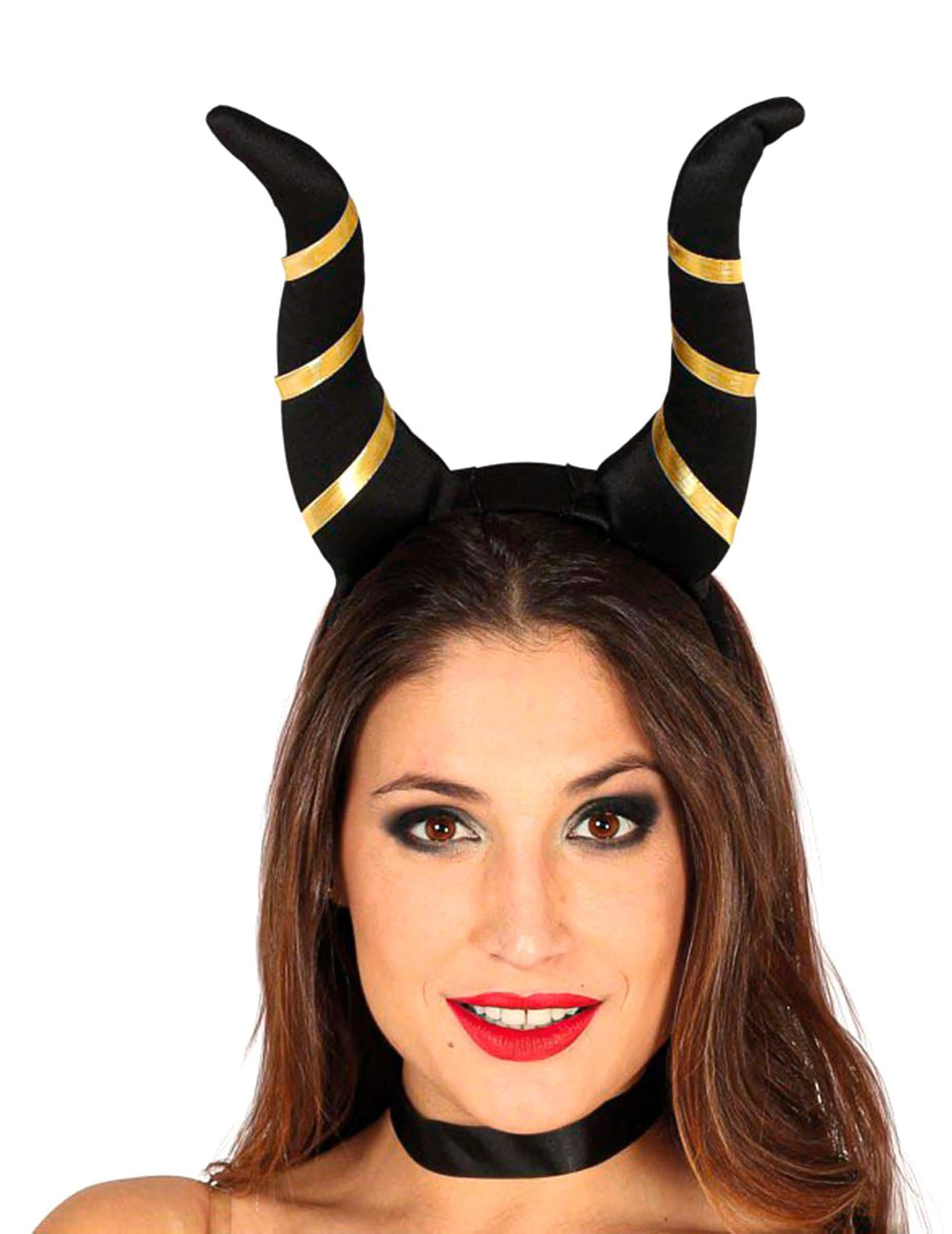 Diabolské rohy na halloween pre ženu čierne a zlaté