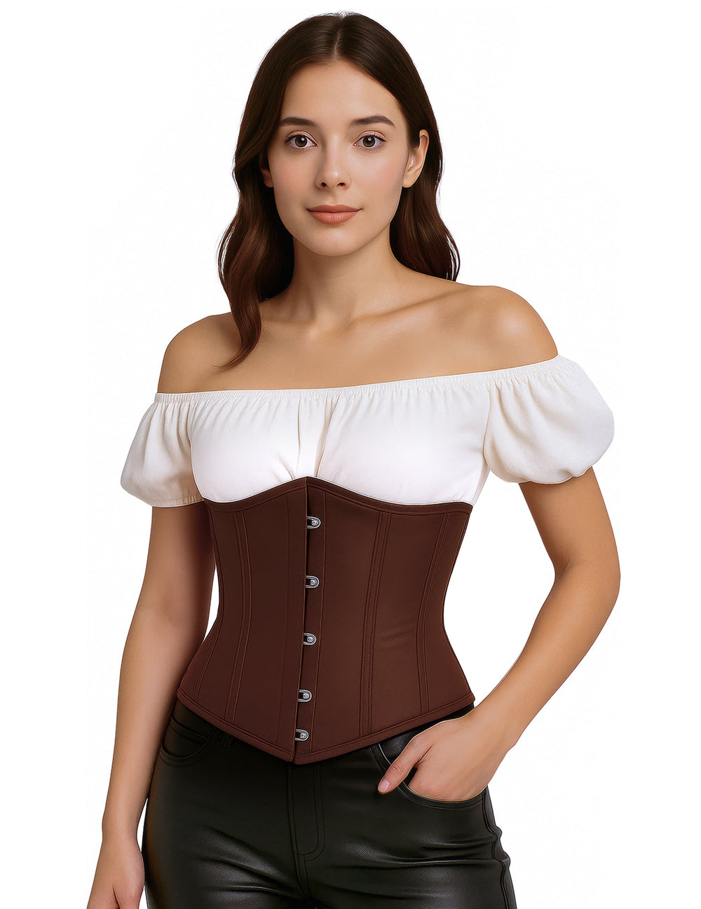 Corset court pour femme marron