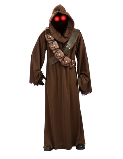 Déguisement luxe Jawa™ pour adulte marron avec yeux rouges lumineux et cartouchières