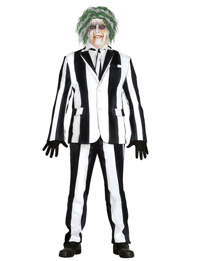 Costume de fantôme à rayures pour homme noir et blanc
