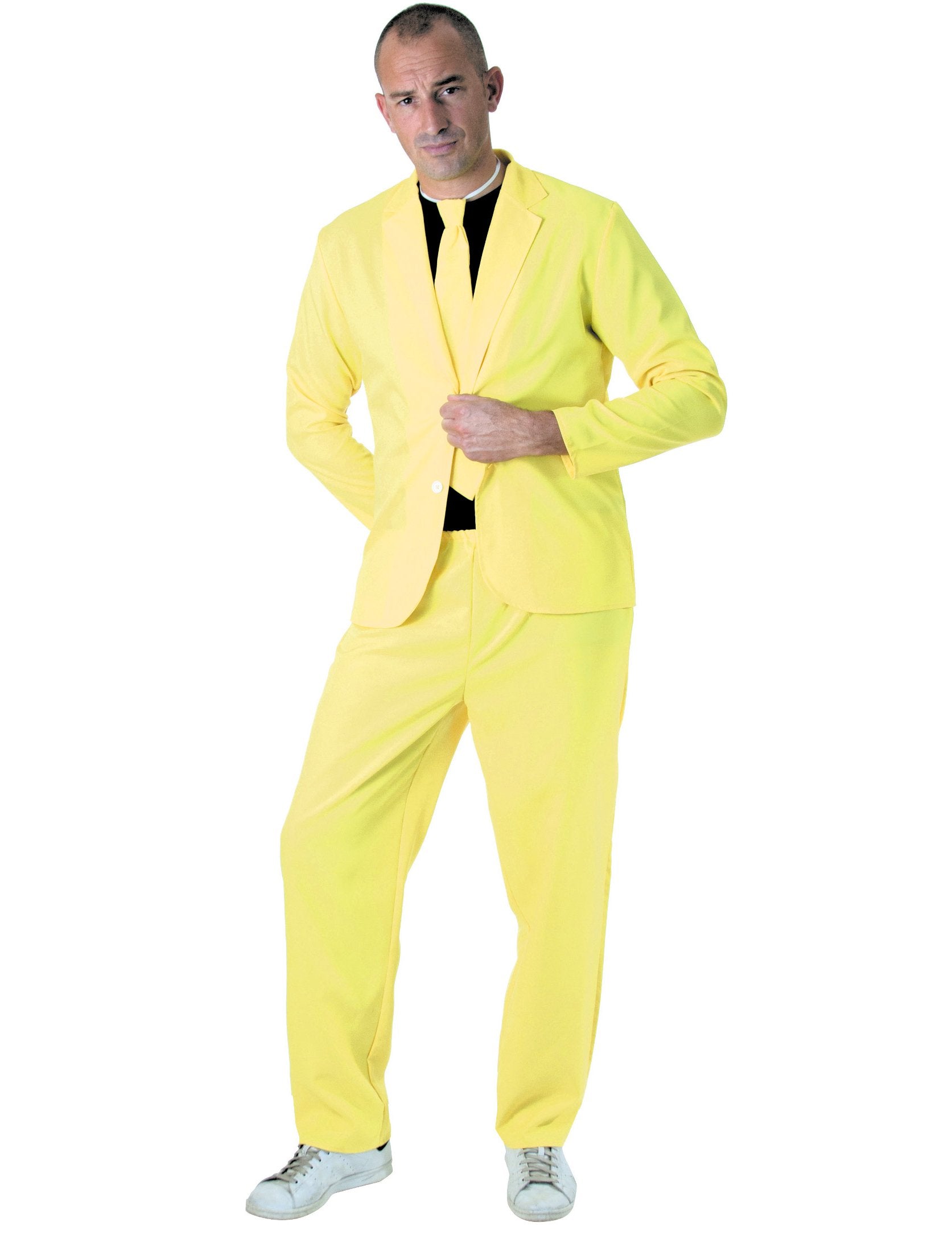 Costume fashion pour adulte jaune fluo avec cravate