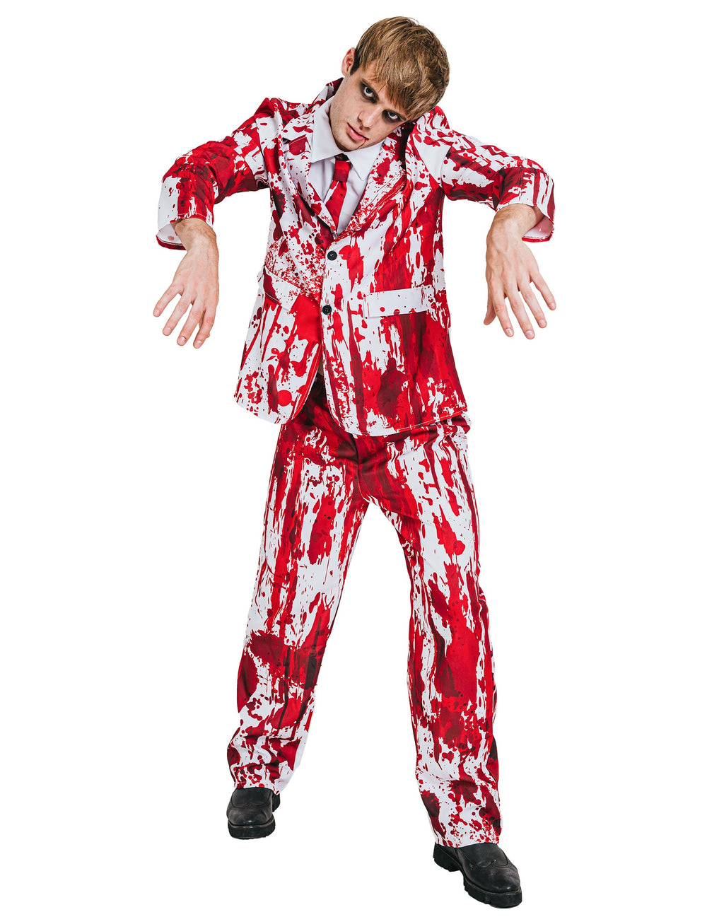 Costume de marié sanglant pour adulte blanc et rouge ensanglanté