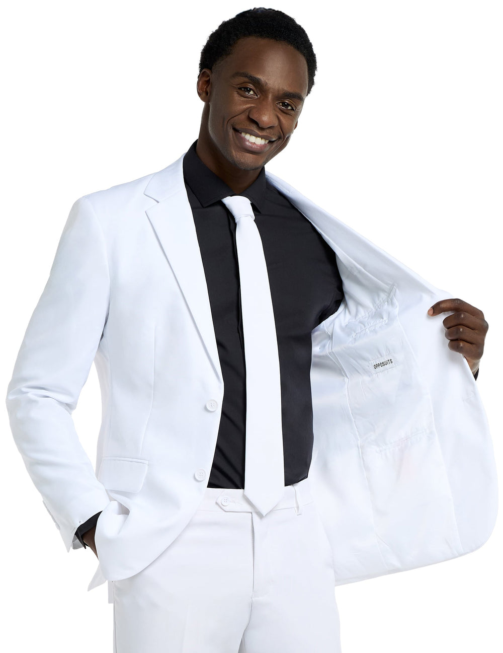 Détail de la doublure de la veste du Costume Mr. Blanc Opposuits