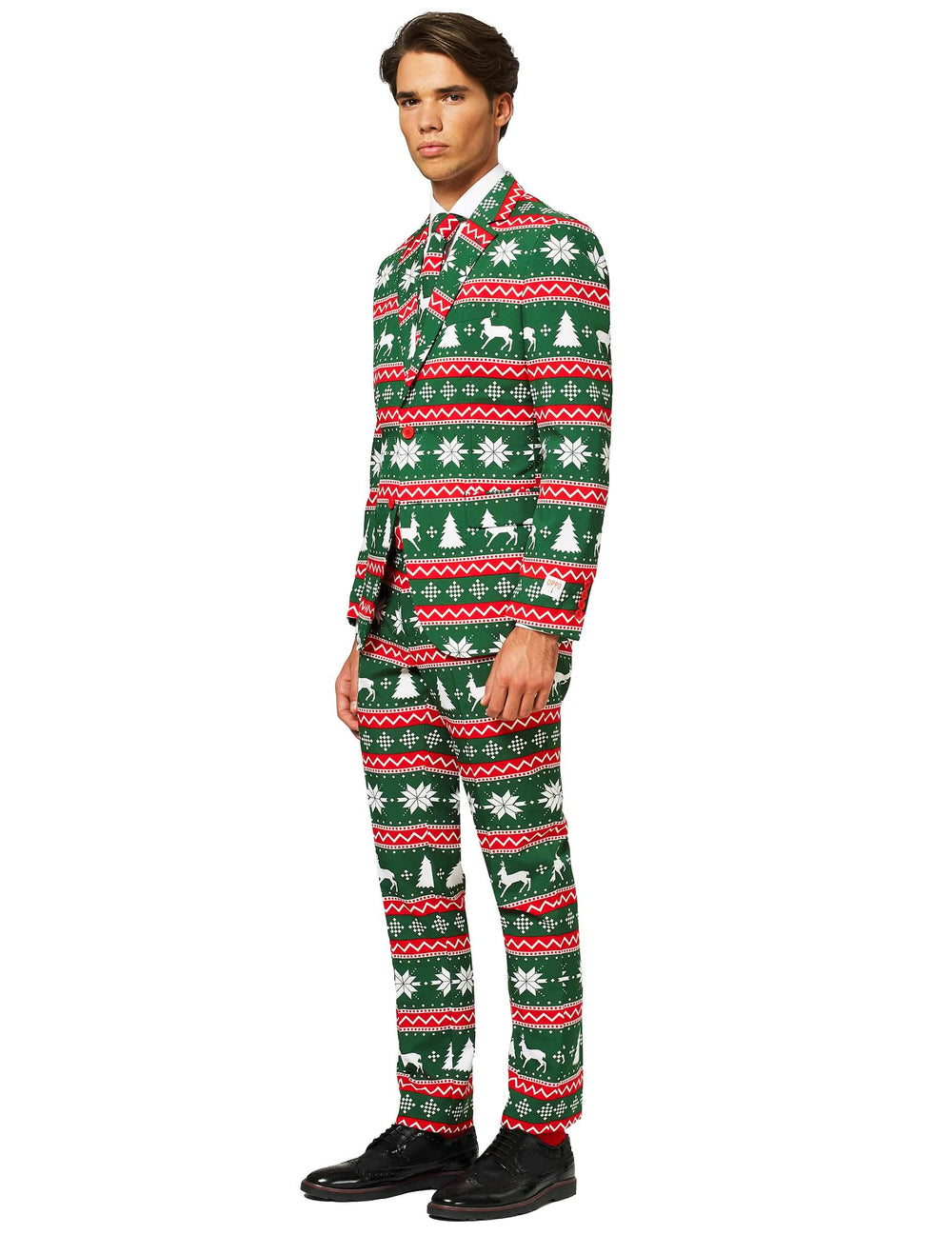 Kostým Mr. Festive pre muža zelená Opposuits s vianočnými vzormi