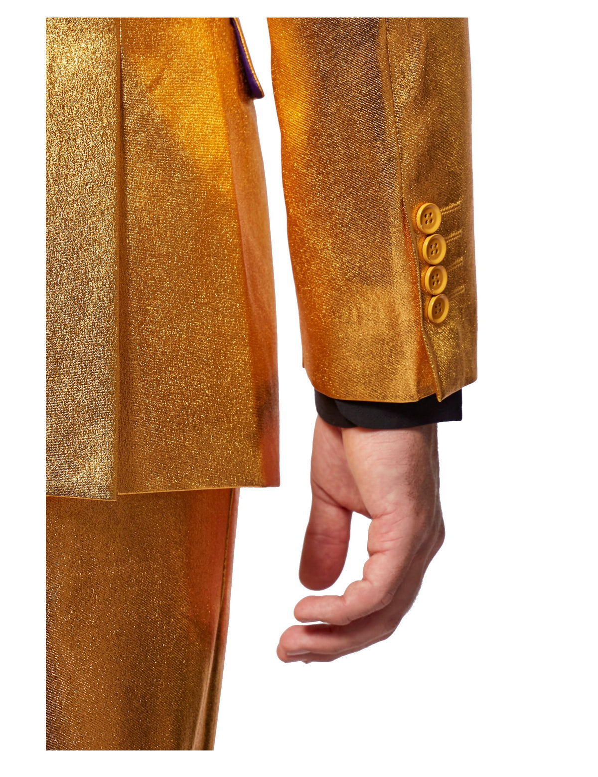 Détail de la manche et des boutons du costume Mr. Groovy Gold Opposuits pour homme