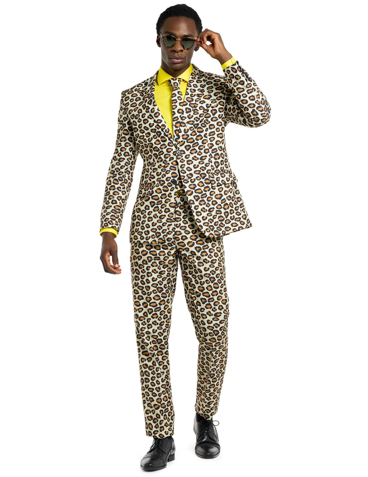 Kostým Mr. Jaguar Opposuits pre muža s leopardím vzorom béžová a čierna