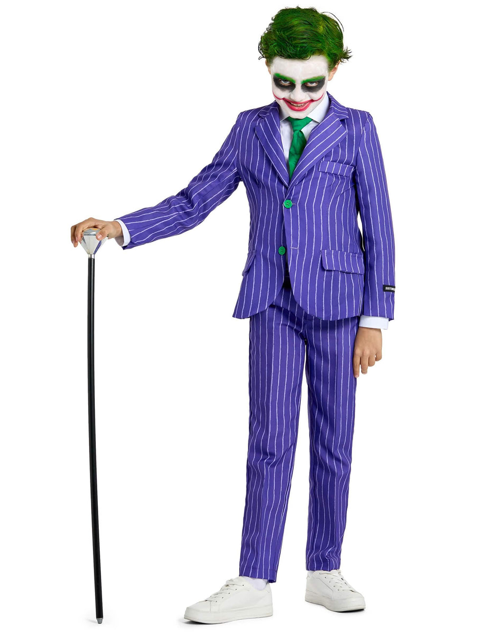 Kostým Mr. Joker pre dieťa fialová s prúžkami so zelenou kravatou