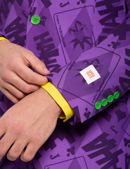 Détail de la manche et des boutons verts du Costume Mr. Joker Opposuits