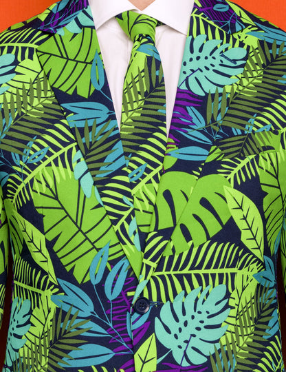 Détail de la veste et de la cravate du costume Mr. Juicy jungle pour homme