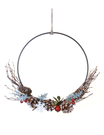 Závesný veniec, lesné bobule, 35 cm zasnežený