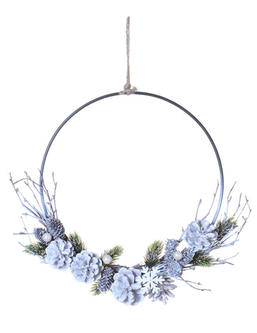 Závesný veniec s matnými šiškami 35 cm polárne vianočné ozdoby