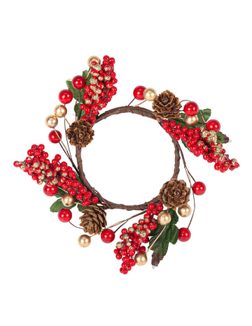 Koruna z červených a zlatých bobúľ 15 cm 