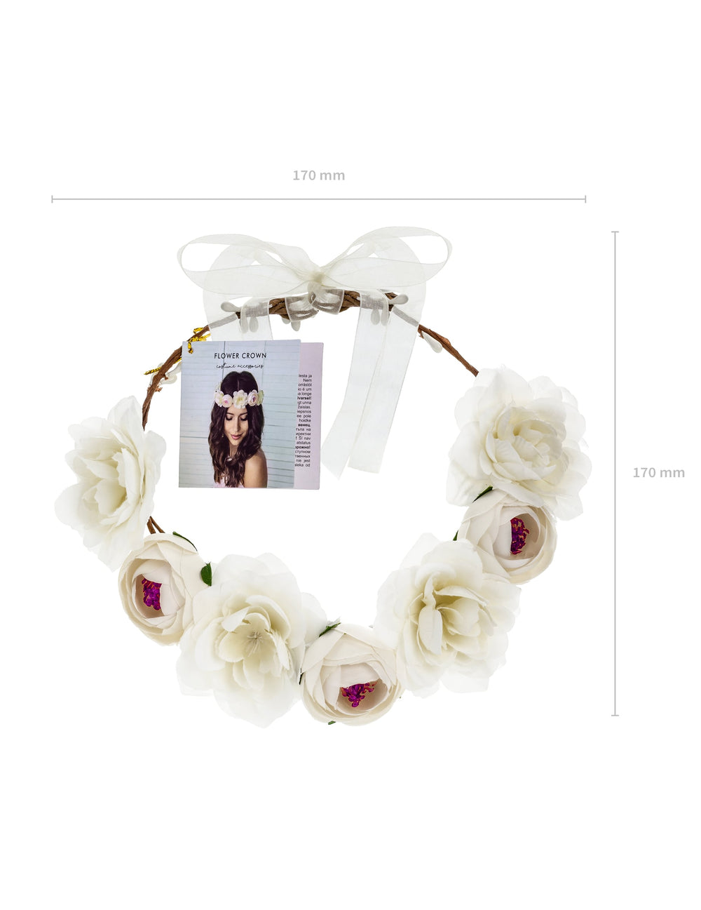 Dimensions de la couronne de fleurs blanches pour femme