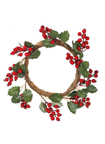 Veniec z cezmíny a červených bobúľ 32 cm, Vianočná výzdoba