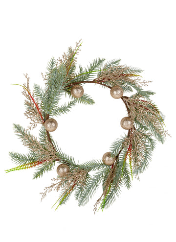 Vianočný veniec na stromček s trblietavými šampanskými ozdobami 45 cm na dvere