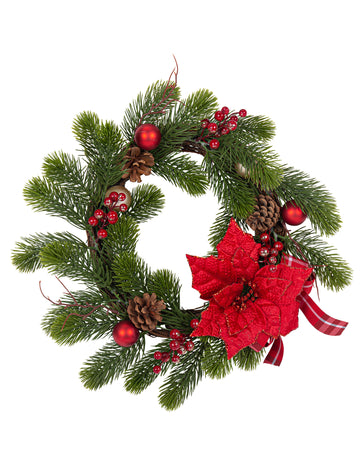 Tradičný veniec z jedle a vianočnej hviezdy 40 cm Vianočná výzdoba