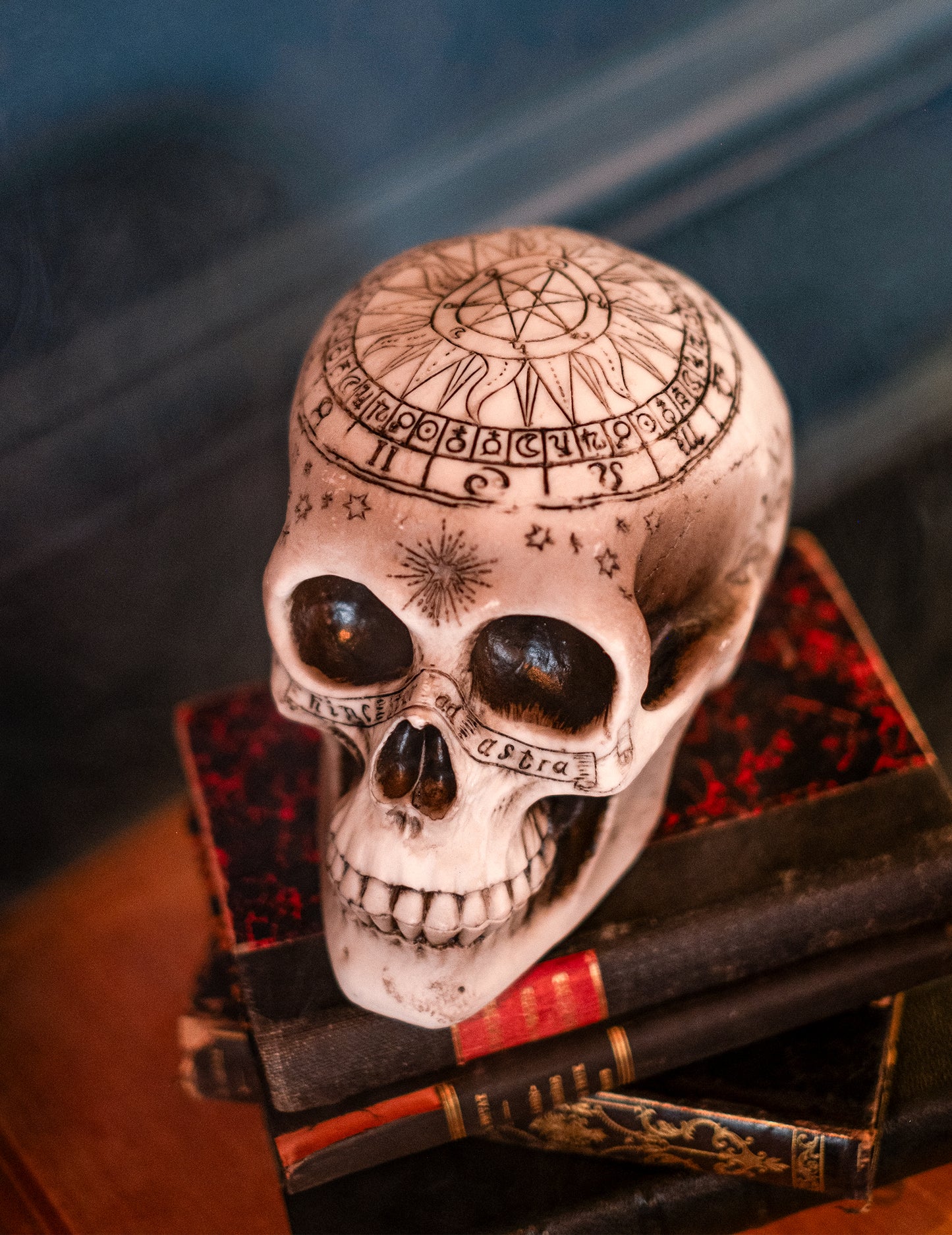Skeleton lebka s pentagramom 18 x 12 x 15 cm