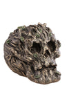 Crâne forêt pour décoration en résine marron aspect bois et feuilles vertes