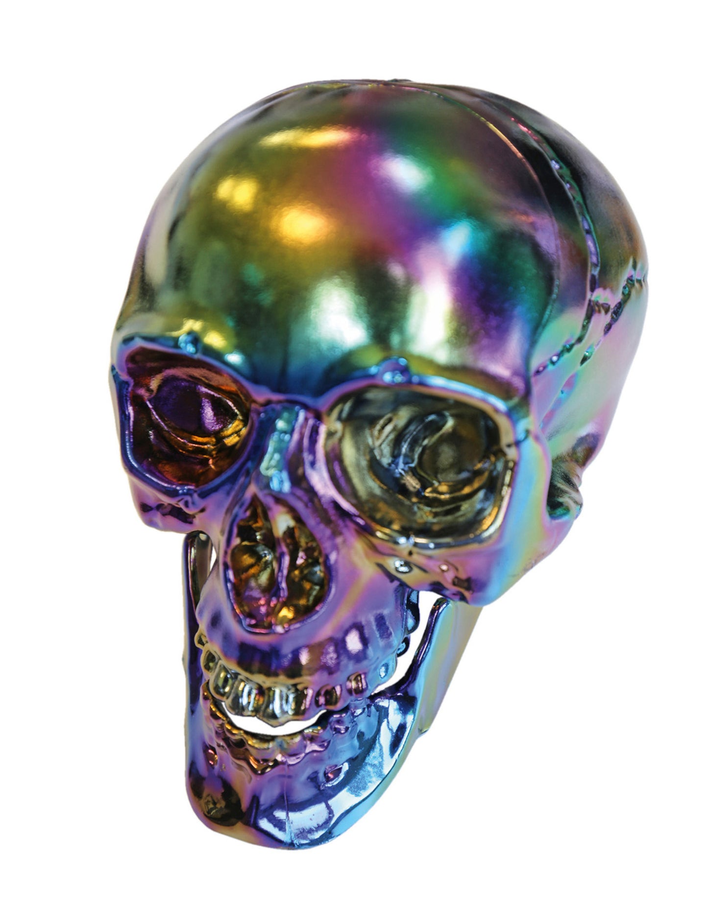 Halloween lebka s dúhovými kovovými odleskami 20 cm