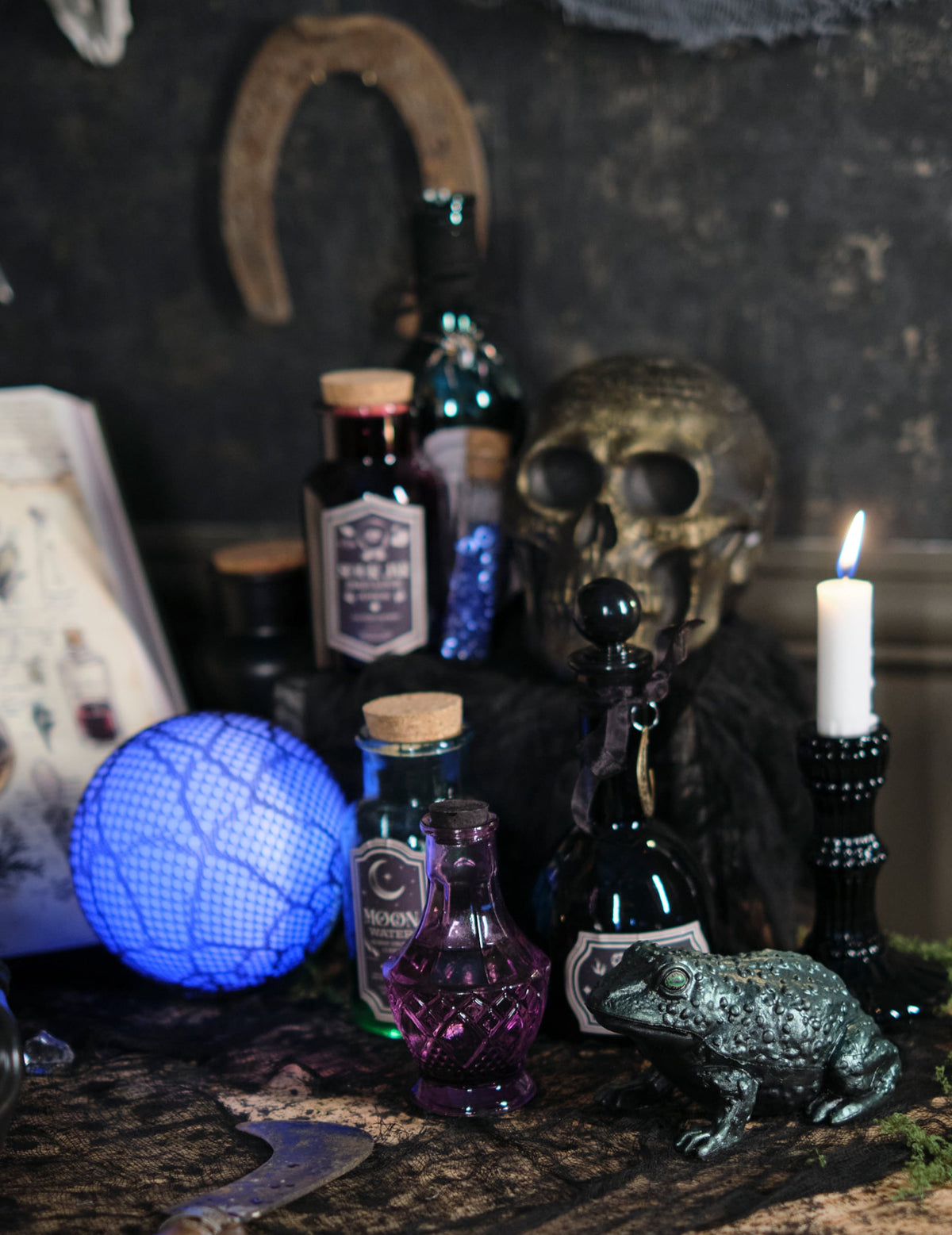 Crapaud en plastique Halloween pour décoration vert irisé