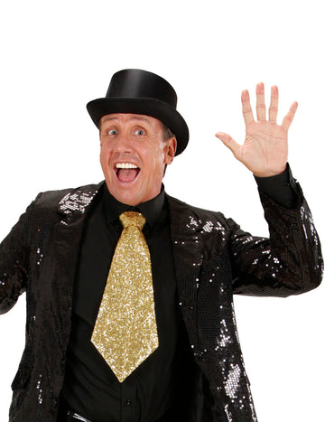 Zlatá kravata s trblietkami pre dospelých