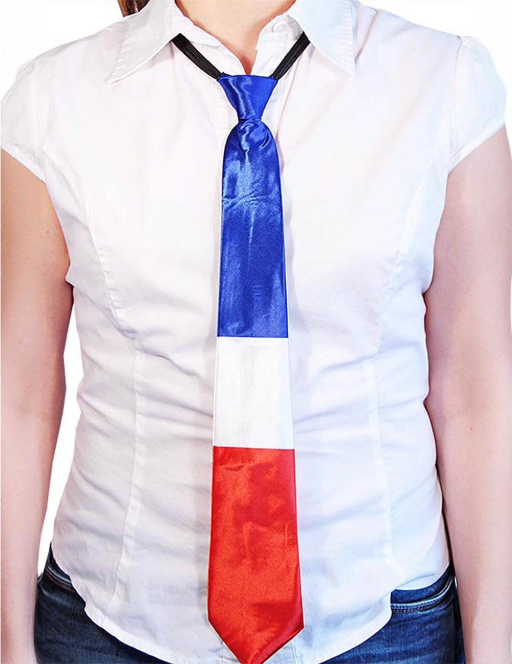 Kravata francúzsko pre dospelý modrá biela červená