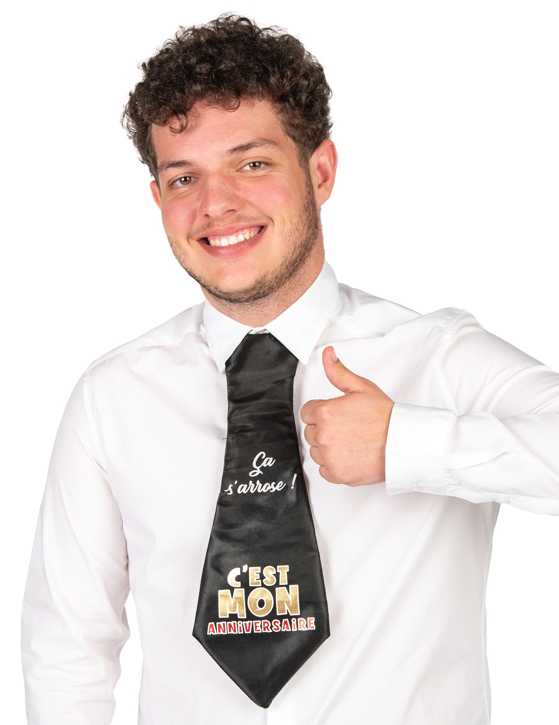 Humoristická kravata Šťastné narodeniny pre dospelých čierna s nápisom To sú moje narodeniny