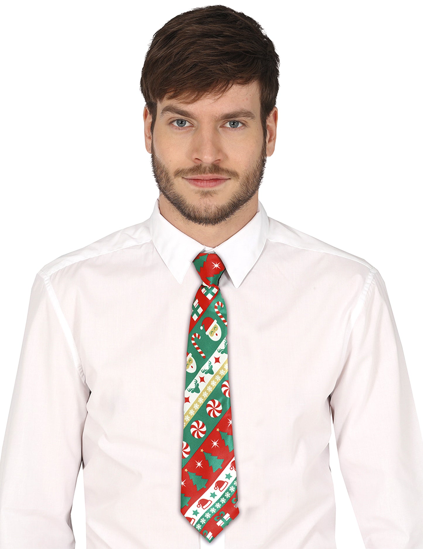 Vianočná kravata pre dospelých v červenej a zelenej farbe