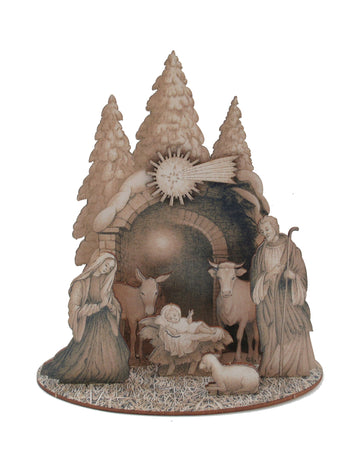 Tradičný drevený betlehem s figúrkami 20 x 22 cm 